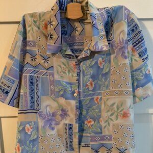 Allison Daley Patterned Flower Button Down Shirt